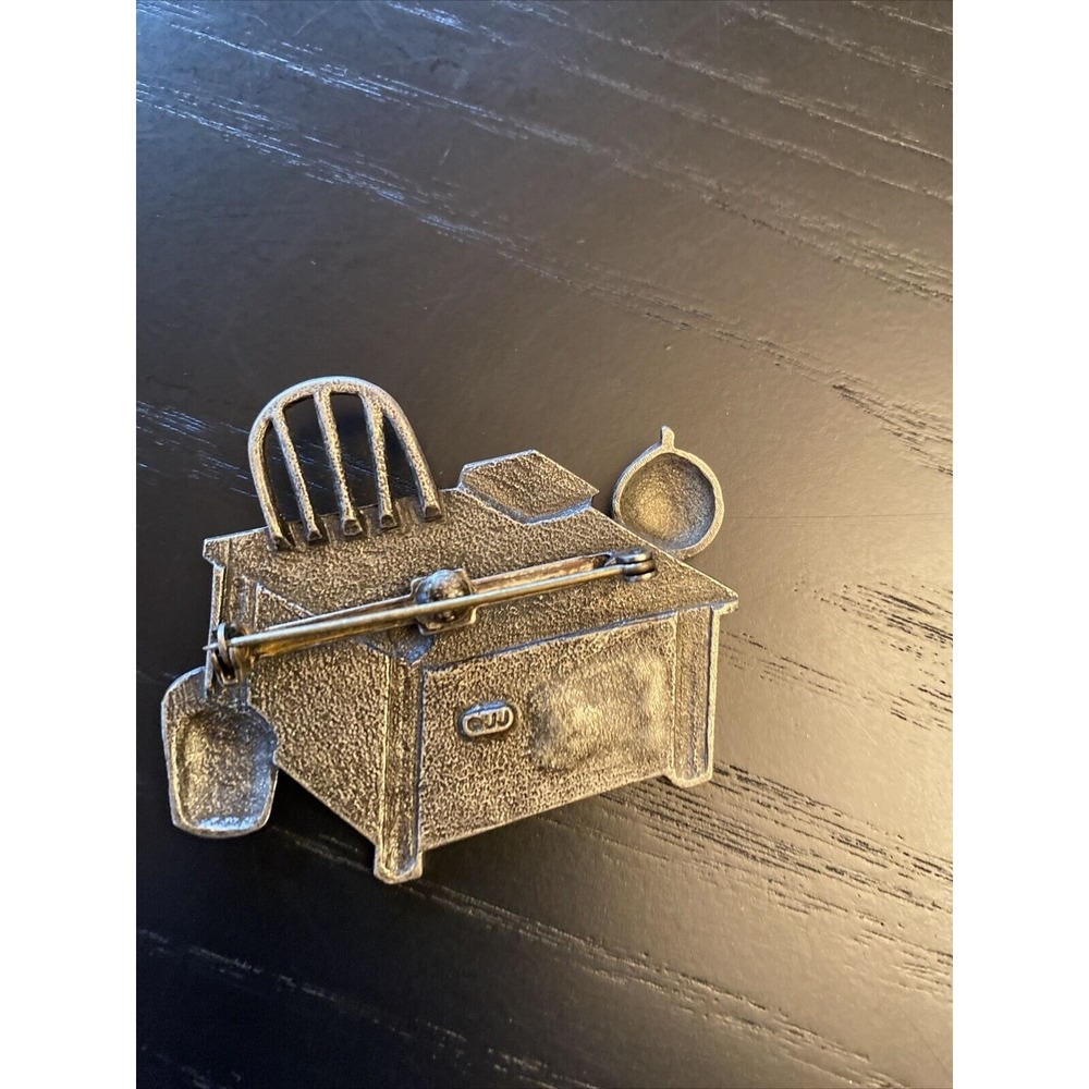 Vintage Pewter Teachers Desk Pin Brooch With Globe Books & Accessories‎ By CJW - Picture 3 of 4